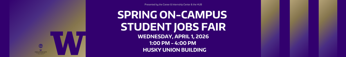 UW Spring On-Campus Student Jobs Fair Banner