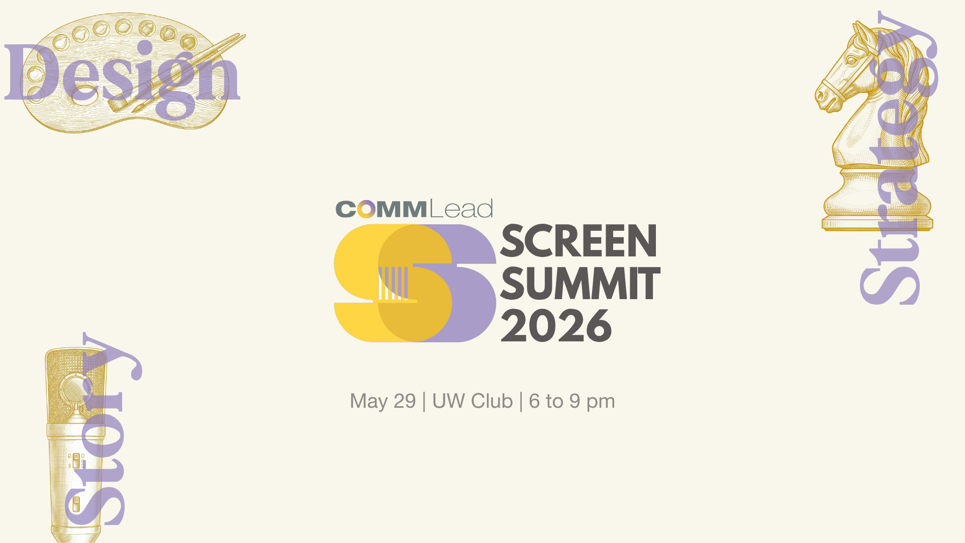 Screen Summit 2026 main banner with categories mentioned